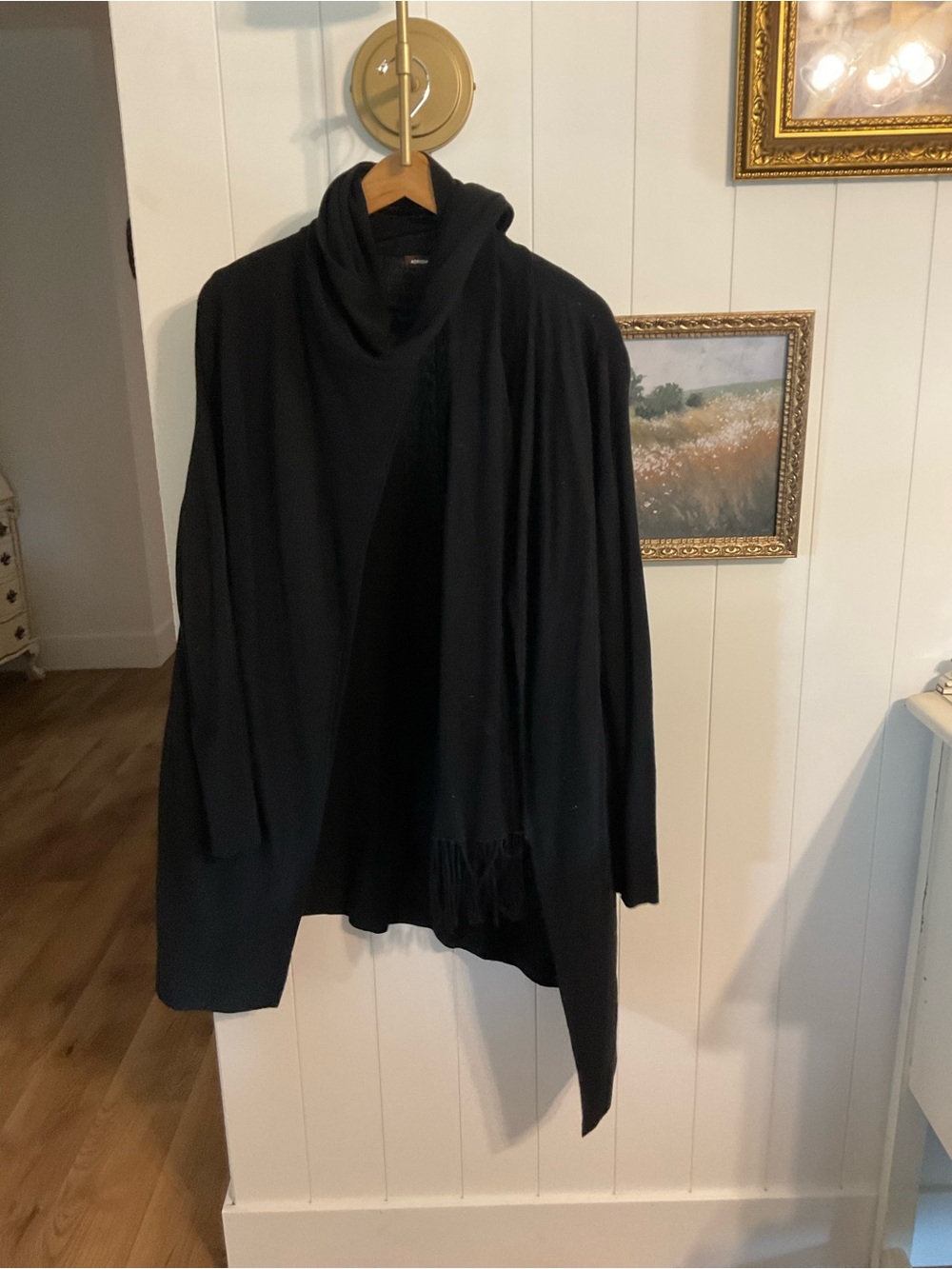 Adrienne Vittadini Black Draped Cowl Neck Sweater